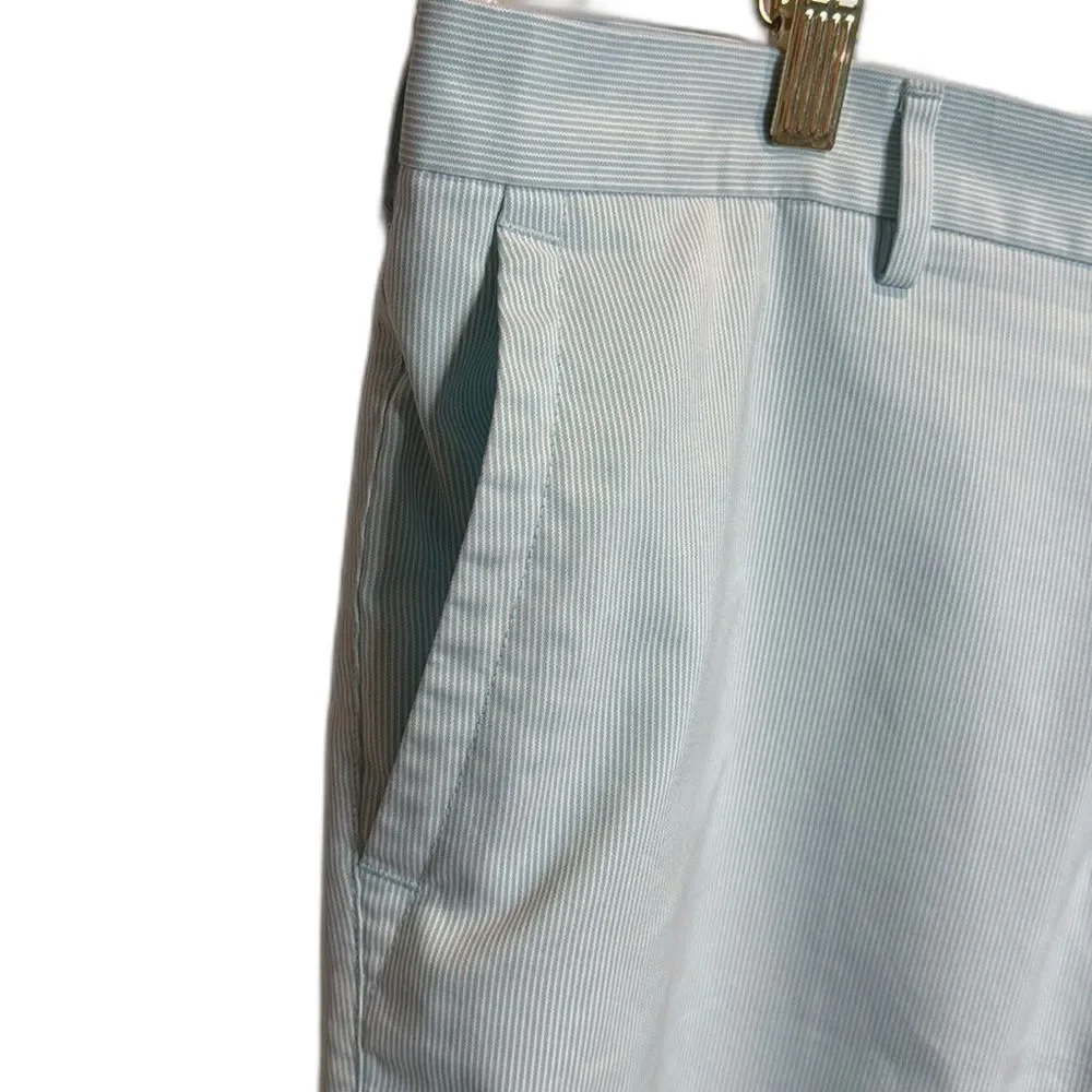 Peter Millar Crown Sport Shorts Teal Blue White Stripes Size 40 Golf Outdoor